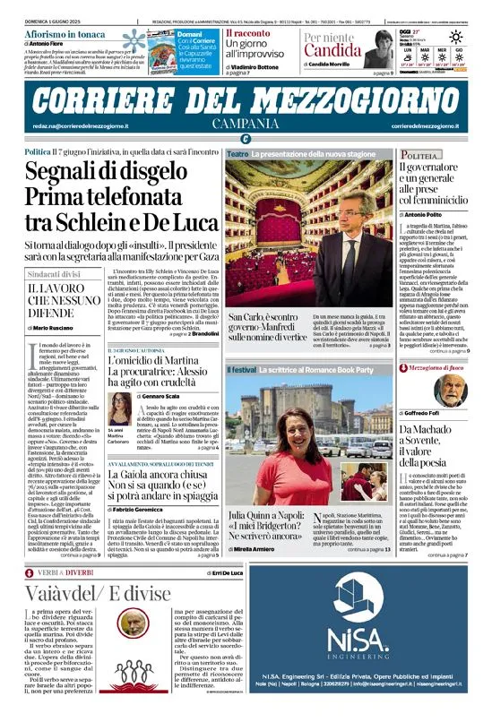 Prima-pagina-corriere del mezzogiorno-del-2025-06-01